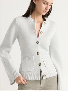 Modern Citizen Organic Cotton-Wool Eames Cardigan - Heather Gray